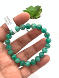 Emerald  Round Bracelet - 8 mm Size - Code #7  - Precious gemstone - Natural Emerald Bracelet - Length 7.5 Inch - Stretch Cord