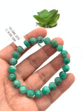 Emerald  Round Bracelet - 8 mm Size - Code #7  - Precious gemstone - Natural Emerald Bracelet - Length 7.5 Inch - Stretch Cord