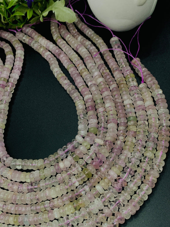 Kunzite Roundel Beads - 7 mm Size  - Length 40cm - 5A Grade - Natural Kunzite Rondelle Beads - Purple Color origin brazil