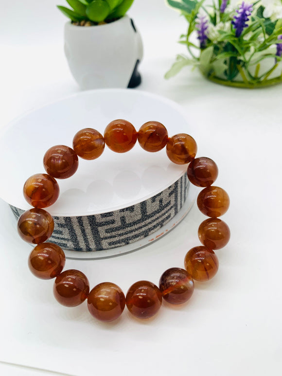 Andesine Bracelet  Code# A17 - Size 12.50 mm - AAA Quality length 7.5 Inch Origin Tibet - Natural Andesine Round Bracelet