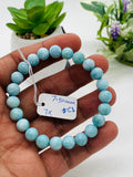 Larimar Bracelet 7.50  mm size Code# C1 • AAA Quality • Origin Dominican Republic • Natural Larimar Round bracelet- Length 7.5 Inch