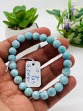 Larimar Bracelet 7.50  mm size Code# C1 • AAA Quality • Origin Dominican Republic • Natural Larimar Round bracelet- Length 7.5 Inch