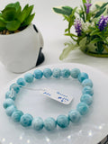 Larimar Bracelet  9 mm size Code# C4 • AAA Quality • Origin Dominican Republic • Natural Larimar Round bracelet- Length 7 Inch