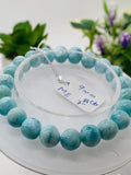 Larimar Bracelet 9 mm size Code# C6 • AAA Quality • Origin Dominican Republic • Natural Larimar Round bracelet- Length 7 Inch