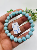 Larimar Bracelet 9 mm size Code# C6 • AAA Quality • Origin Dominican Republic • Natural Larimar Round bracelet- Length 7 Inch