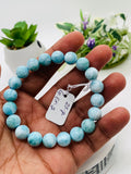 Larimar Bracelet 9.50 mm size Code# C7 • AAA Quality • Origin Dominican Republic • Natural Larimar Round bracelet- Length 7 Inch