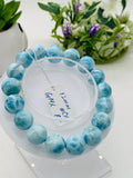 Larimar Bracelet 12 mm size Code# C14 • AAA Quality • Origin Dominican Republic • Natural Larimar Round bracelet- Length 8 Inch