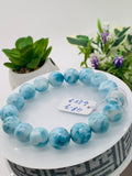 Larimar Bracelet 12 mm size Code# C14 • AAA Quality • Origin Dominican Republic • Natural Larimar Round bracelet- Length 8 Inch