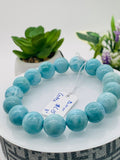 Larimar Bracelet 12 mm size Code# C15 • AAA Quality • Origin Dominican Republic • Natural Larimar Round bracelet- Length 8 Inch