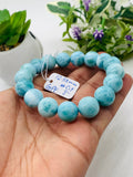 Larimar Bracelet 12.50 mm size Code# C17 • AAA Quality • Origin Dominican Republic • Natural Larimar Round bracelet- Length 8 Inch