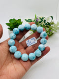 Larimar Bracelet 14.50 mm size Code# C20 • AAA Quality • Origin Dominican Republic • Natural Larimar Round bracelet- Length 8 Inch