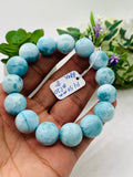 Larimar Bracelet 14.50 mm size Code# C20 • AAA Quality • Origin Dominican Republic • Natural Larimar Round bracelet- Length 8 Inch