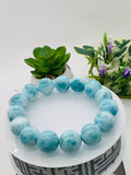 Larimar Bracelet 14.50 mm size Code# C20 • AAA Quality • Origin Dominican Republic • Natural Larimar Round bracelet- Length 8 Inch