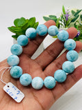 Larimar Bracelet 14.50 mm size Code# C20 • AAA Quality • Origin Dominican Republic • Natural Larimar Round bracelet- Length 8 Inch