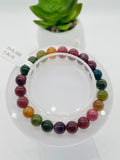 Multi Tourmaline 8.5MM Smooth Round beads. AAAA quality Bracelet . Natural Multi Tourmaline length 7.5" code #1