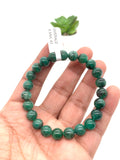 Emerald  Round Bracelet - 8 mm Size - Code #2  - Precious gemstone - Natural Emerald Bracelet - Length 7.5 Inch - Stretch Cord