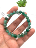 Emerald  Round Bracelet - 8 mm Size - Code #5  - Precious gemstone - Natural Emerald Bracelet - Length 7.5 Inch - Stretch Cord