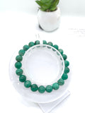 Emerald  Round Bracelet - 8 mm Size - Code #7  - Precious gemstone - Natural Emerald Bracelet - Length 7.5 Inch - Stretch Cord