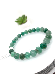 Emerald  Round Bracelet - 8 mm Size - Code #5  - Precious gemstone - Natural Emerald Bracelet - Length 7.5 Inch - Stretch Cord