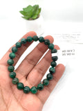 Emerald  Round Bracelet - 8 mm Size - Code #3  - Precious gemstone - Natural Emerald Bracelet - Length 7.5 Inch - Stretch Cord