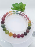 Tourmaline Bracelet 8 mm Size - Code# T1 - AAA Quality  Natural Multi Tourmaline - Length 7.5" - Watermelon  Tourmaline Beaded Bracelet