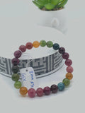 Tourmaline Bracelet 8 mm Size - Code# T4 - AAA Quality  Natural Multi Tourmaline - Length 7.5" - Watermelon  Tourmaline Beaded Bracelet