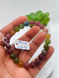 Tourmaline Bracelet 8 mm Size - Code# T5 - AAA Quality  Natural Multi Tourmaline - Length 7.5" - Watermelon  Tourmaline Beaded Bracelet