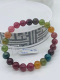 Tourmaline Bracelet 8 mm Size - Code# T6 - AAA Quality  Natural Multi Tourmaline - Length 7.5" - Watermelon  Tourmaline Beaded Bracelet