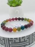 Tourmaline Bracelet 8 mm Size - Code# T6 - AAA Quality  Natural Multi Tourmaline - Length 7.5" - Watermelon  Tourmaline Beaded Bracelet