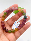 Tourmaline Bracelet 8.50 mm Size - Code# T10 - AAA Quality  Natural Multi Tourmaline - Length 7.5" - Watermelon  Tourmaline Beaded Bracelet