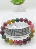 Tourmaline Bracelet 10 mm Size - Code# T15 - AAA Quality  Natural Multi Tourmaline - Length 7.5" - Watermelon  Tourmaline Beaded Bracelet