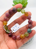 Tourmaline Bracelet 10 mm Size - Code# T16 - AAA Quality  Natural Multi Tourmaline - Length 7.5" - Watermelon  Tourmaline Beaded Bracelet