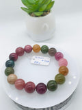 Tourmaline Bracelet 12 mm Size - Code# T20 - AAA Quality  Natural Multi Tourmaline - Length 7.5" - Watermelon  Tourmaline Beaded Bracelet