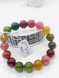 Tourmaline Bracelet 12 mm Size - Code# T23 - AAA Quality  Natural Multi Tourmaline - Length 7.5" - Watermelon  Tourmaline Beaded Bracelet