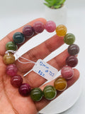 Tourmaline Bracelet 12 mm Size - Code# T23 - AAA Quality  Natural Multi Tourmaline - Length 7.5" - Watermelon  Tourmaline Beaded Bracelet