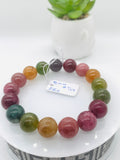 Tourmaline Bracelet 12 mm Size - Code# T24 - AAA Quality  Natural Multi Tourmaline - Length 7.5" - Watermelon  Tourmaline Beaded Bracelet