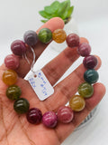 Tourmaline Bracelet 12 mm Size - Code# T24 - AAA Quality  Natural Multi Tourmaline - Length 7.5" - Watermelon  Tourmaline Beaded Bracelet