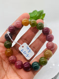 Tourmaline Bracelet 12 mm Size - Code# T24 - AAA Quality  Natural Multi Tourmaline - Length 7.5" - Watermelon  Tourmaline Beaded Bracelet