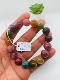 Tourmaline Bracelet 12 mm Size - Code# T25 - AAA Quality  Natural Multi Tourmaline - Length 7.5" - Watermelon  Tourmaline Beaded Bracelet