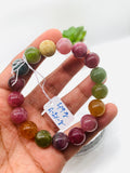 Tourmaline Bracelet 12 mm Size - Code# T27 - AAA Quality  Natural Multi Tourmaline - Length 7.5" - Watermelon  Tourmaline Beaded Bracelet