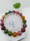 Tourmaline Bracelet 12 mm Size - Code# T27 - AAA Quality  Natural Multi Tourmaline - Length 7.5" - Watermelon  Tourmaline Beaded Bracelet