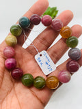 Tourmaline Bracelet 12 mm Size - Code# T27 - AAA Quality  Natural Multi Tourmaline - Length 7.5" - Watermelon  Tourmaline Beaded Bracelet