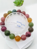 Tourmaline Bracelet 12 mm Size - Code# T28 - AAA Quality  Natural Multi Tourmaline - Length 7.5" - Watermelon  Tourmaline Beaded Bracelet
