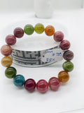 Tourmaline Bracelet 12 mm Size - Code# T29 - AAA Quality  Natural Multi Tourmaline - Length 7.5" - Watermelon  Tourmaline Beaded Bracelet