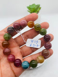 Tourmaline Bracelet 12 mm Size - Code# T29 - AAA Quality  Natural Multi Tourmaline - Length 7.5" - Watermelon  Tourmaline Beaded Bracelet