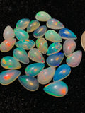 Ethiopian Opal Pear Cabochon 7x11 mm Size - Code # D6 - Pack of 2 Pieces AAA+ Quality - Opal Cabochon - Ethiopian Opal Cabochon