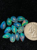 Ethiopian Opal Pear Cabochon 7x11 mm Size - Code # D7 - Pack of 2 Pieces  AAA+ Quality - Opal Cabochon - Ethiopian Opal Cabochon