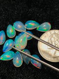 Ethiopian Opal Pear Cabochon 7x11 mm Size - Code # D7 - Pack of 2 Pieces  AAA+ Quality - Opal Cabochon - Ethiopian Opal Cabochon