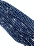 Blue Sapphire Faceted Roundel  2MM Size - Length 5.5 Inch - Code# 1 - AAA Quality - Burma sapphire Natural Blue sapphire - Medium Blue Color