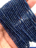 Blue Sapphire Faceted Roundel  2MM Size - Length 5.5 Inch - Code# 1 - AAA Quality - Burma sapphire Natural Blue sapphire - Medium Blue Color